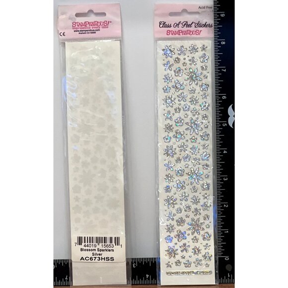 HTF RARE Stampendous! Class a'Peel Dot Blossom Flower Stickers Silver AC672HSB - Picture 2 of 2